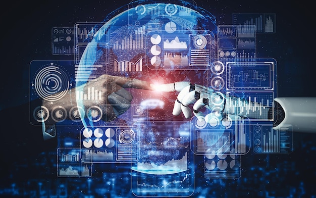 Artificial intelligence neural network visualization with digital innovation patterns