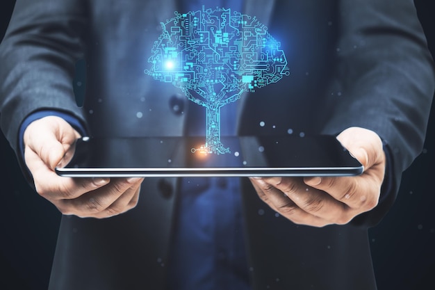 Artificial intelligence neural network visualization with digital innovation patterns